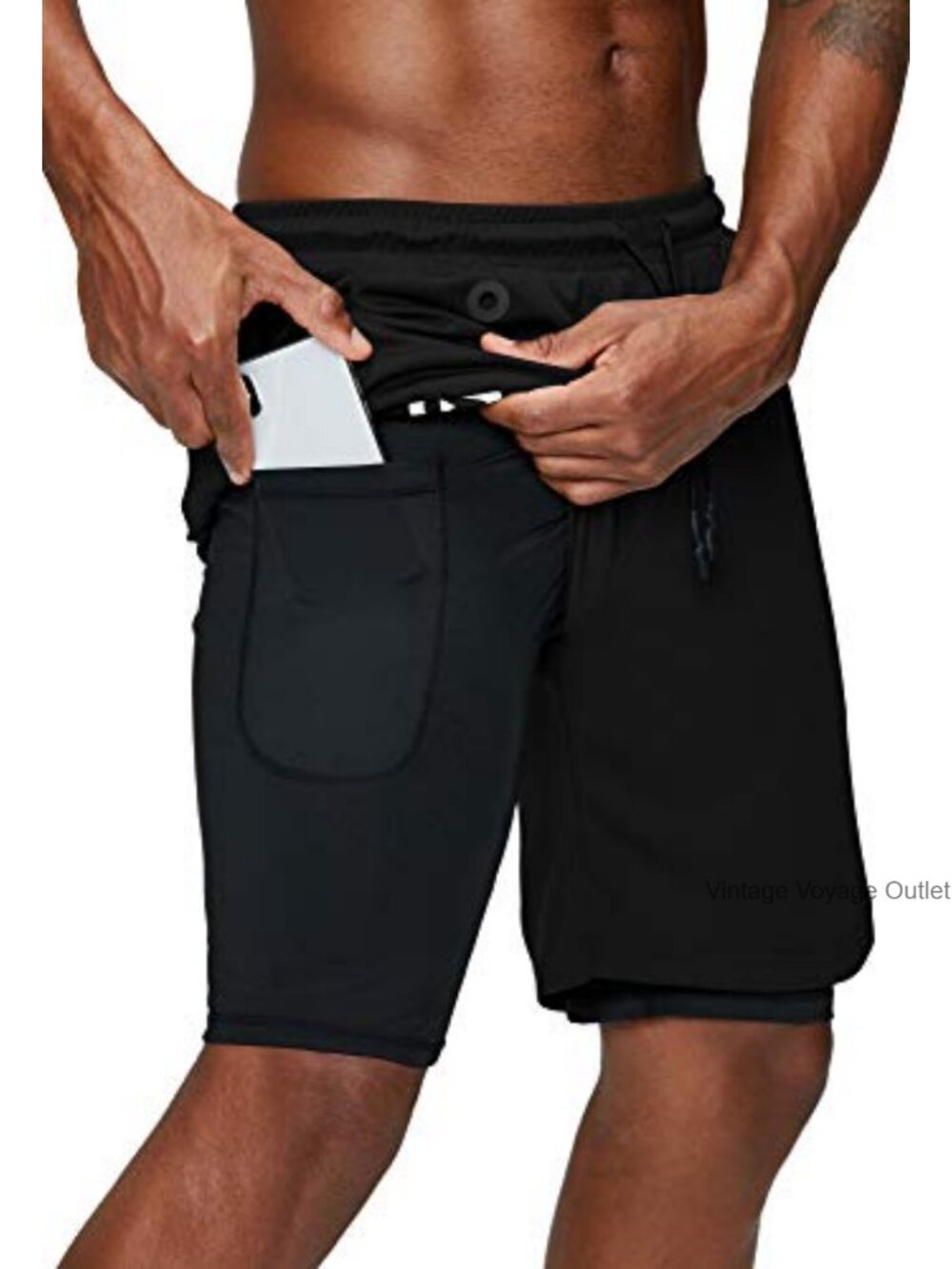 Men's 2 in 1 Running Shorts Quick Dry with Phone Pocket Mesh & Compression